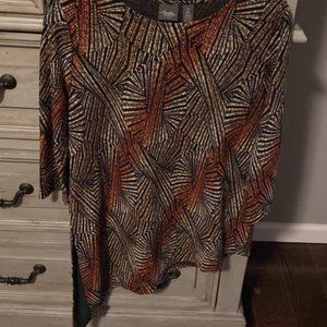 Black Print Long Top